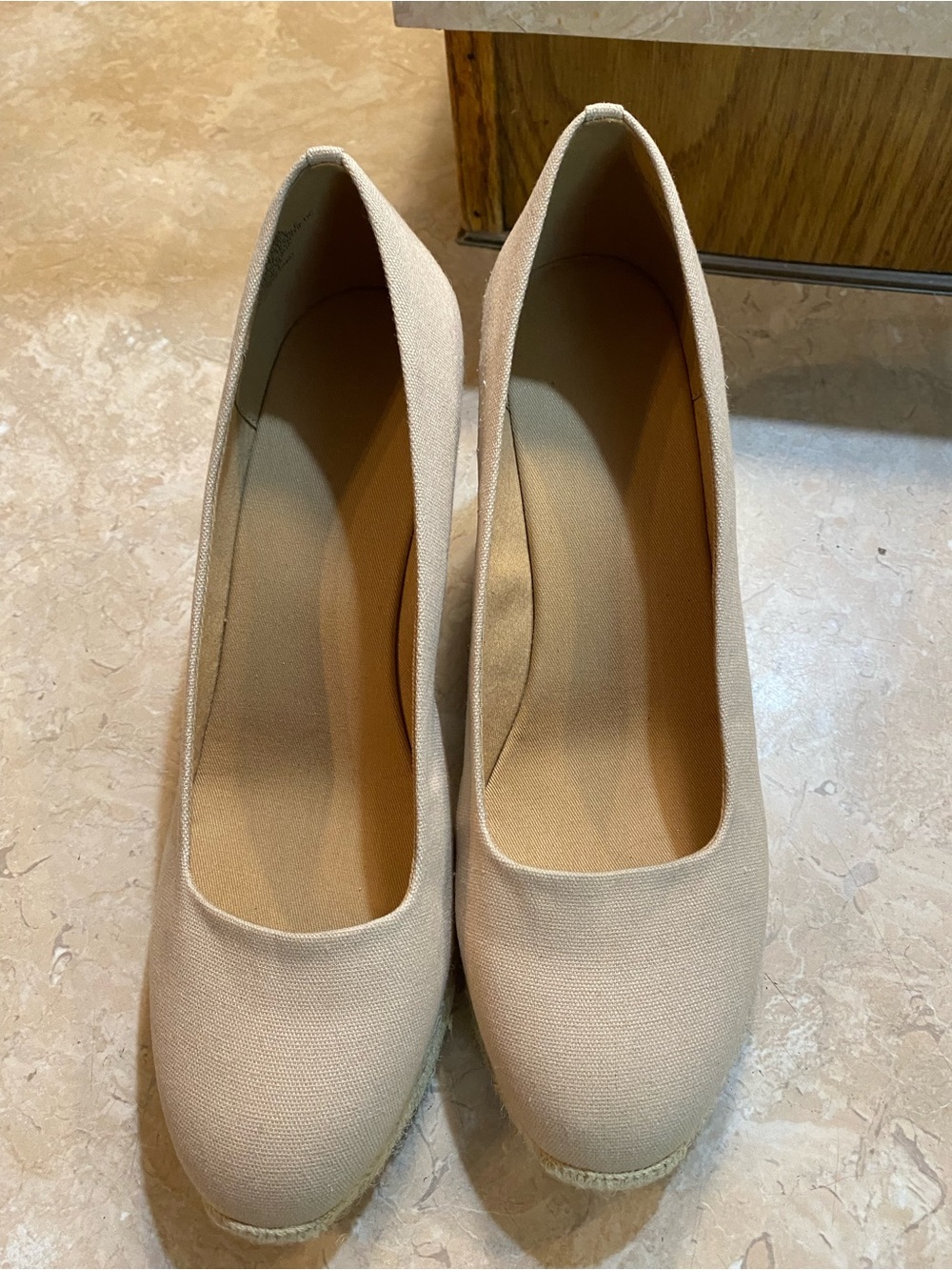 J. Crew Cream Canvas Espadrille Wedges with Jute Trim